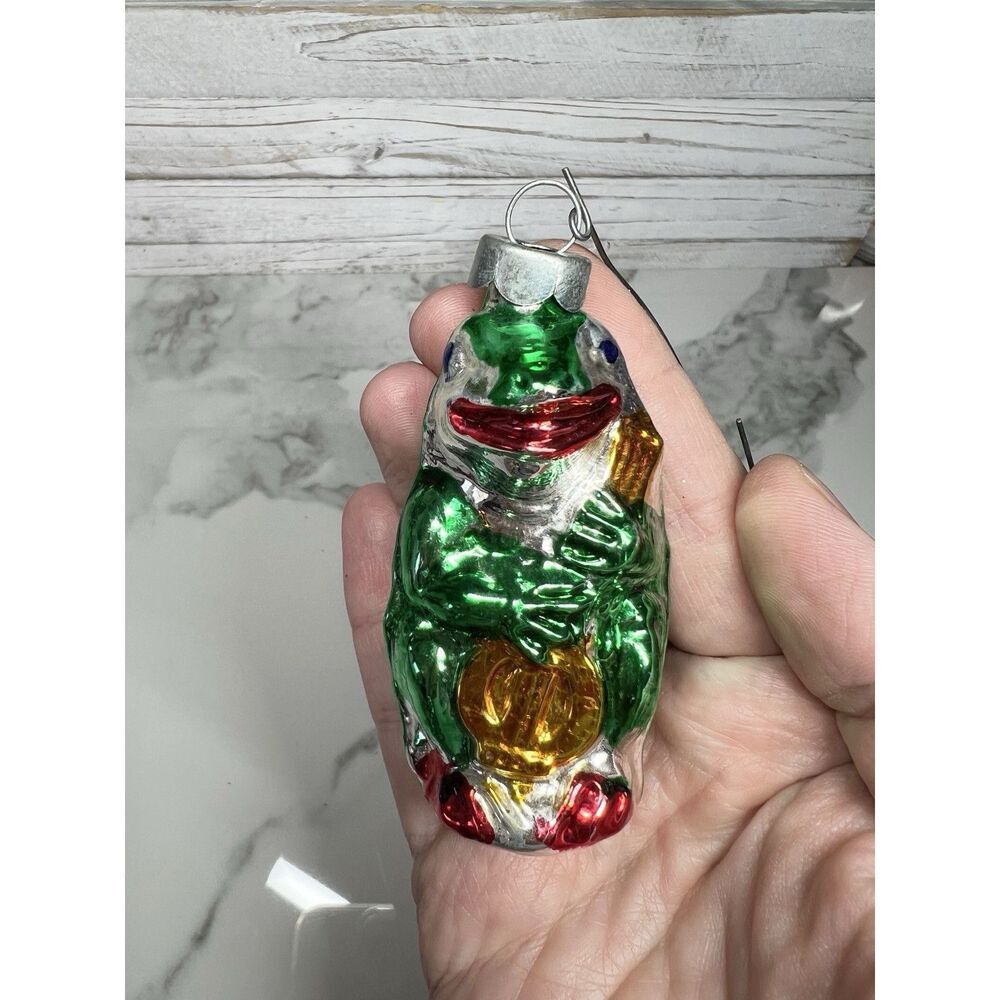 Mercury Glass‎ Frog Playing a Guitar Instrument Ornament Germany